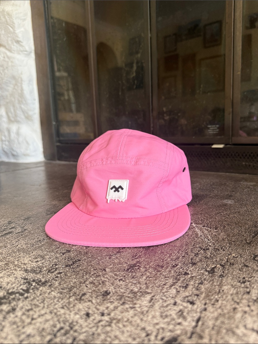 Men's Pink 5-Panel Camp Cap with Front Patch